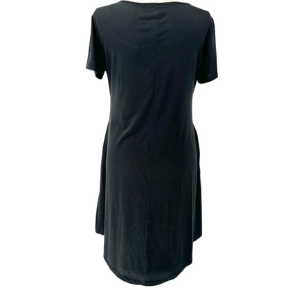 Womens Casual Dress XL A-Line Black SS Pockets Cotton Blend Soft Lightweight