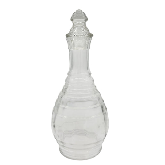 Vintage Clear Glass Decanter w Stopper Ribbed Elegant Design Tableware Barware
