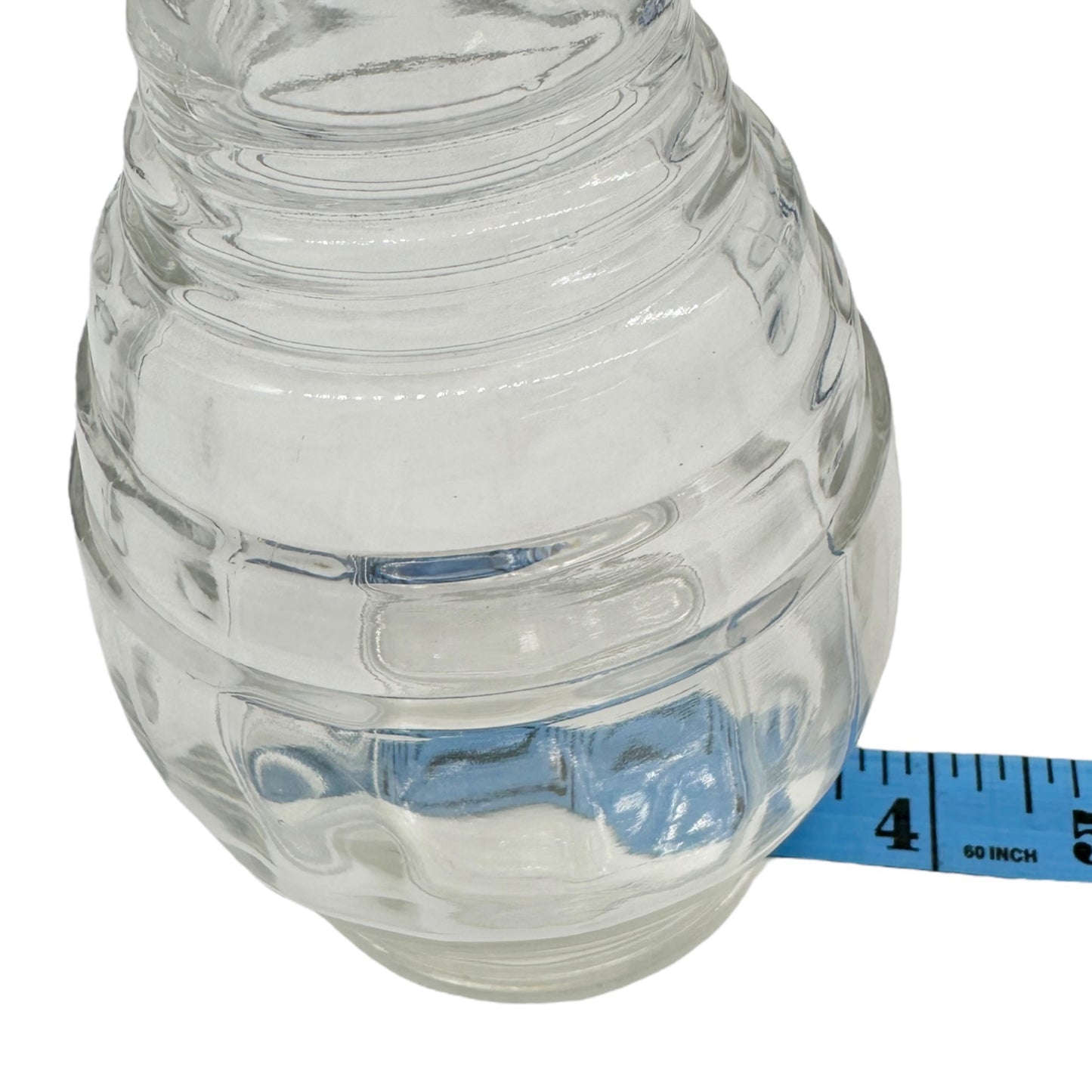Vintage Clear Glass Decanter w Stopper Ribbed Elegant Design Tableware Barware