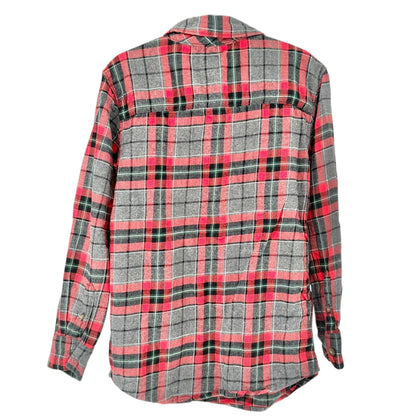 Carters Button Up Shirt Boys Size 8 Gray Red Plaid Cotton Casual Long Sleeve