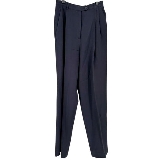 Burberrys Dress Pants Womens Size 4 Navy Blue Wool Pleated Made In USA Classic