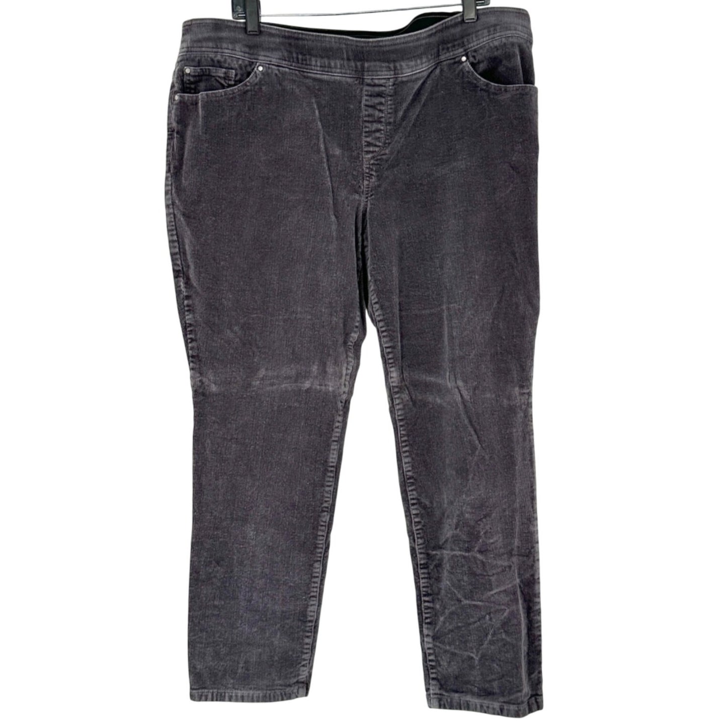 Kim Rogers Corduroy Pants Womens 18W Average Straight Tummy Control Steel Gray