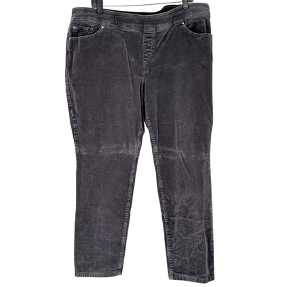 Kim Rogers Corduroy Pants Womens 18W Average Straight Tummy Control Steel Gray