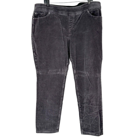 Kim Rogers Corduroy Pants Womens 18W Average Straight Tummy Control Steel Gray
