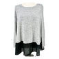 EVRI Knit Top Womens 2X Heather Gray With Sheer Black Hem Layered Look LS Crew