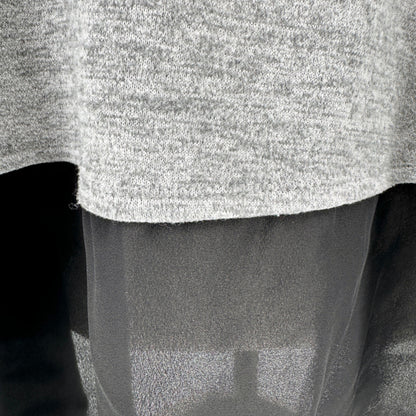 EVRI Knit Top Womens 2X Heather Gray With Sheer Black Hem Layered Look LS Crew