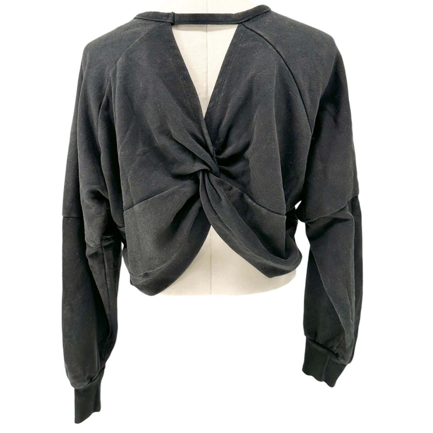 No Boundaries Cropped Sweater Womens Jr Medium (7-9) Black Criss-Cross Back