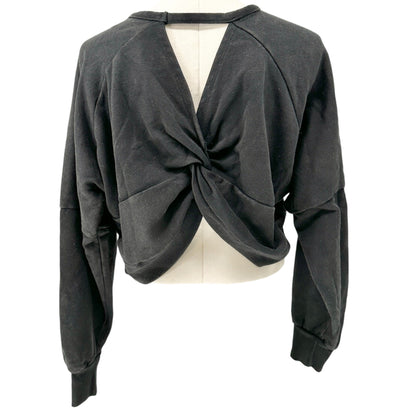 No Boundaries Cropped Sweater Womens Jr Medium (7-9) Black Criss-Cross Back