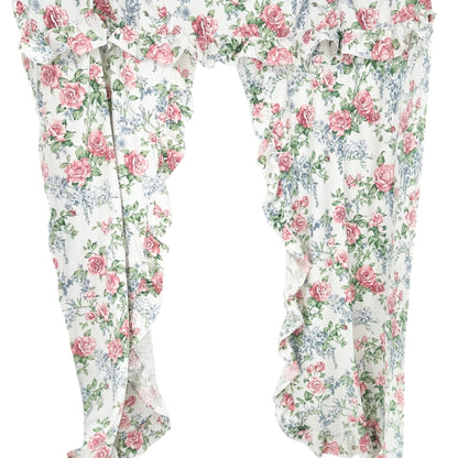 Floral Ruffled Shower Curtain 70"x72" Polyester Cotton Blend Pink and Blue Roses