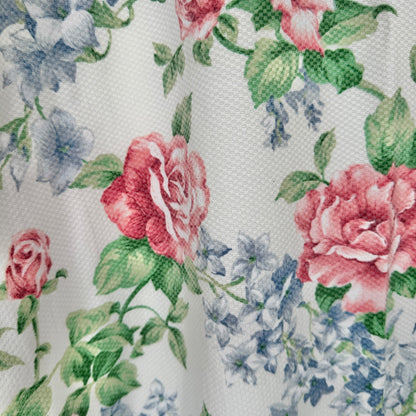Floral Ruffled Shower Curtain 70"x72" Polyester Cotton Blend Pink and Blue Roses