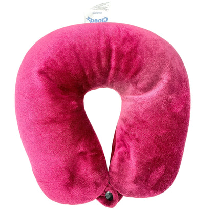 Cloudz Travel Neck Pillow Snap Closure Maroon Soft Plush Lightweight Bead Fill