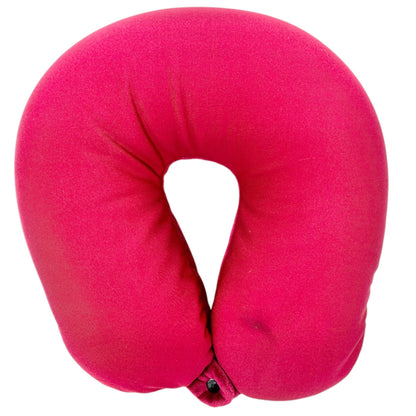 Cloudz Travel Neck Pillow Snap Closure Maroon Soft Plush Lightweight Bead Fill