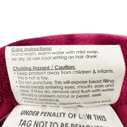 Cloudz Travel Neck Pillow Snap Closure Maroon Soft Plush Lightweight Bead Fill