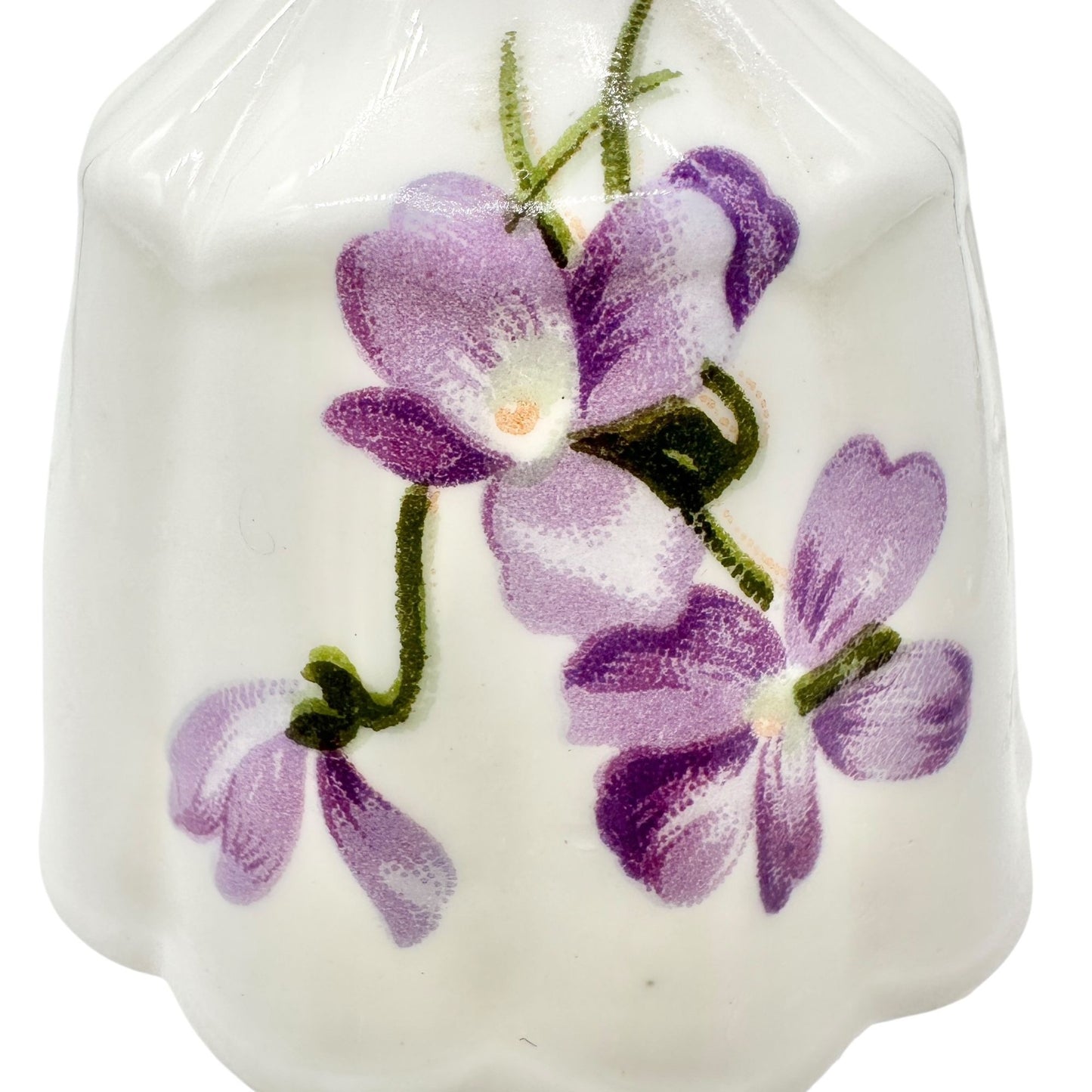 Vintage Fine Bone China Bell Heart Handle Purple Floral Design By Lu Pao Taiwan