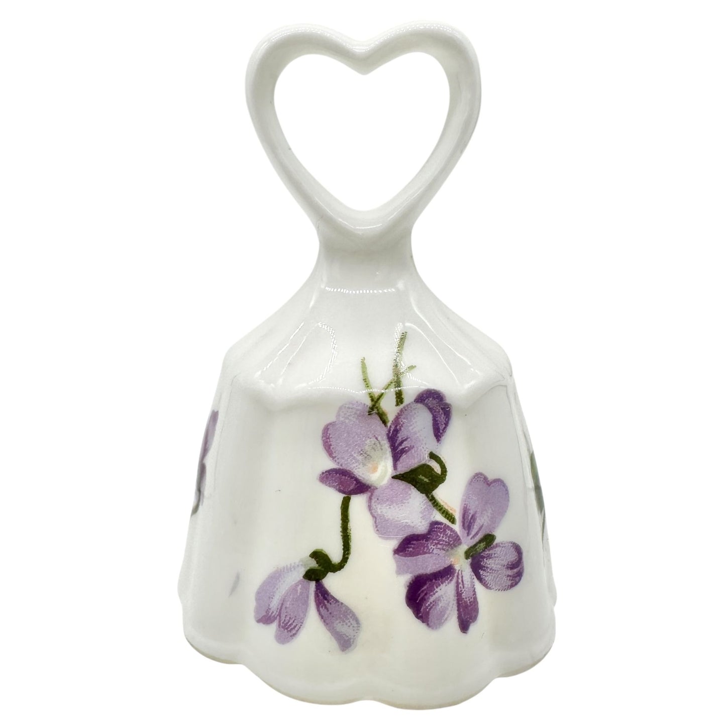 Vintage Fine Bone China Bell Heart Handle Purple Floral Design By Lu Pao Taiwan