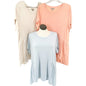 Wonderly Curvy Tunic Top 2X Short Sleeve Lot Of 3 Blue Pink Beige Rayon Blend