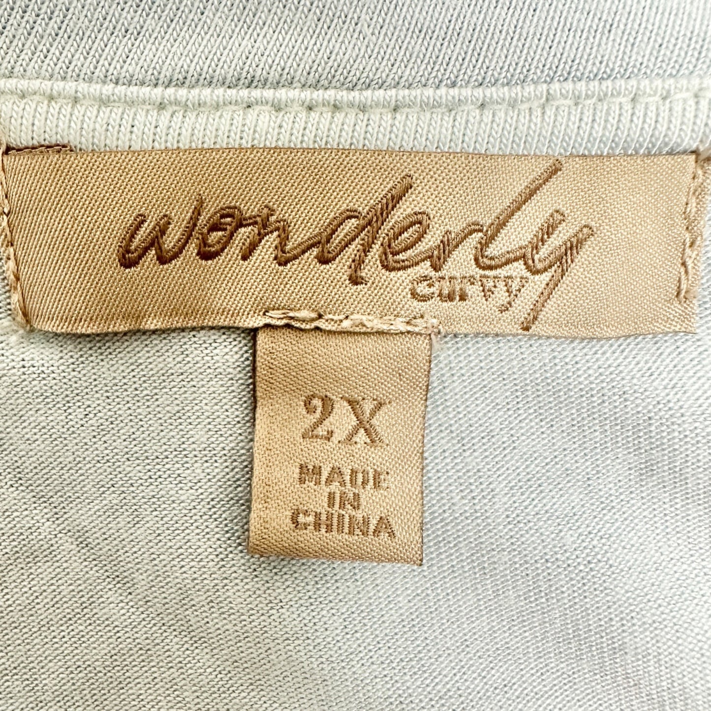 Wonderly Curvy Tunic Top 2X Short Sleeve Lot Of 3 Blue Pink Beige Rayon Blend