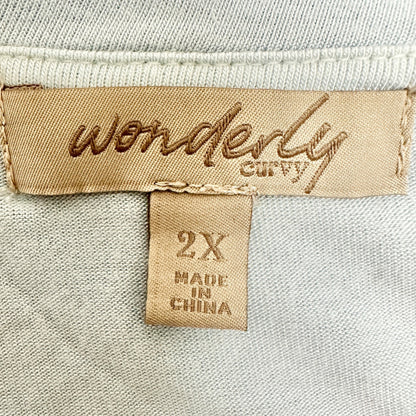 Wonderly Curvy Tunic Top 2X Short Sleeve Lot Of 3 Blue Pink Beige Rayon Blend
