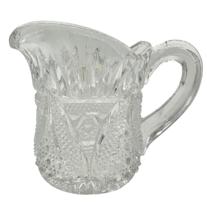 Twin Snowshoes Creamer EAPG Clear Glass Childrens Tableware Etched 2.5" Tall