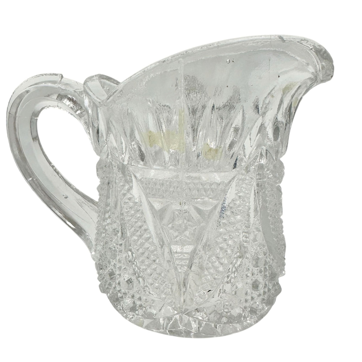 Twin Snowshoes Creamer EAPG Clear Glass Childrens Tableware Etched 2.5" Tall