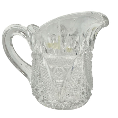 Twin Snowshoes Creamer EAPG Clear Glass Childrens Tableware Etched 2.5" Tall