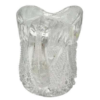 Twin Snowshoes Creamer EAPG Clear Glass Childrens Tableware Etched 2.5" Tall