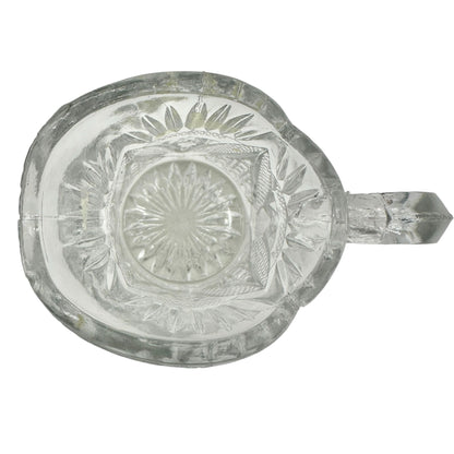Twin Snowshoes Creamer EAPG Clear Glass Childrens Tableware Etched 2.5" Tall