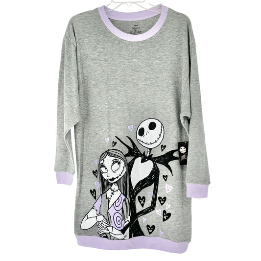 Tim Burtons Nightmare Before Christmas V-Day Lounger Sleepwear Gray XS (0-2) NWT