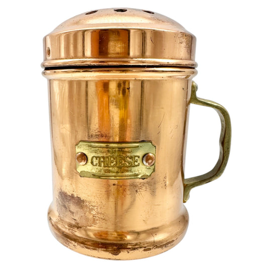 Vintage Copper Cheese Shaker With Handle and Perforated Lid Solid Copper Korea