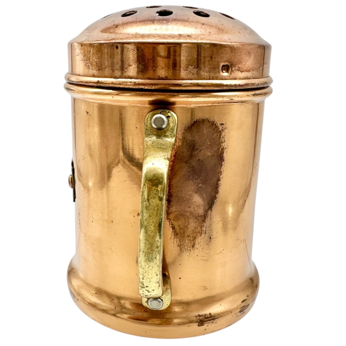 Vintage Copper Cheese Shaker With Handle and Perforated Lid Solid Copper Korea