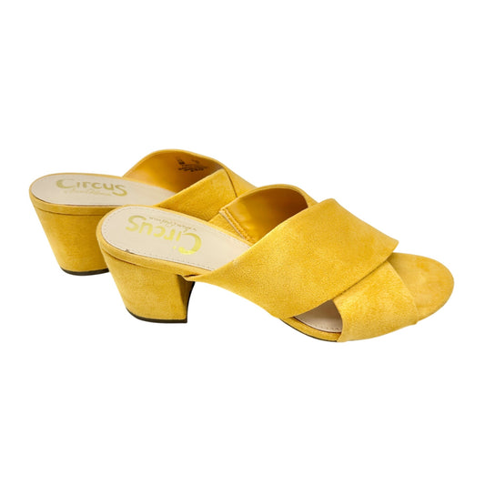 Circus By Sam Edelman Yellow Suede Open-Toe Block Heel Sandals Size 8 Womens