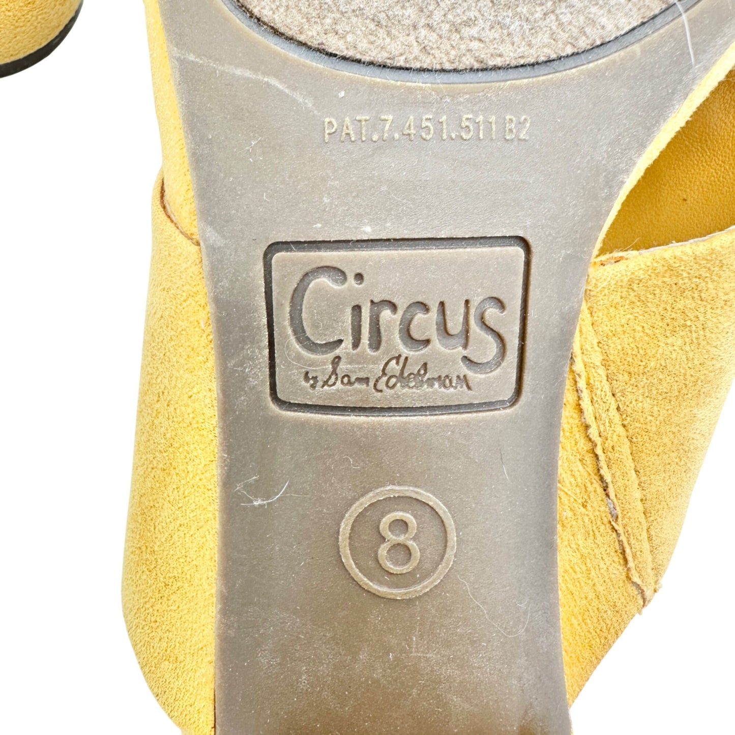 Circus By Sam Edelman Yellow Suede Open-Toe Block Heel Sandals Size 8 Womens