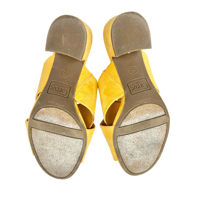 Circus By Sam Edelman Yellow Suede Open-Toe Block Heel Sandals Size 8 Womens