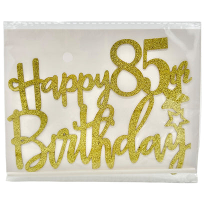 Happy 85th Birthday Banner and Gold Glitter Accessory Set 58.5 X 35 Party Decor