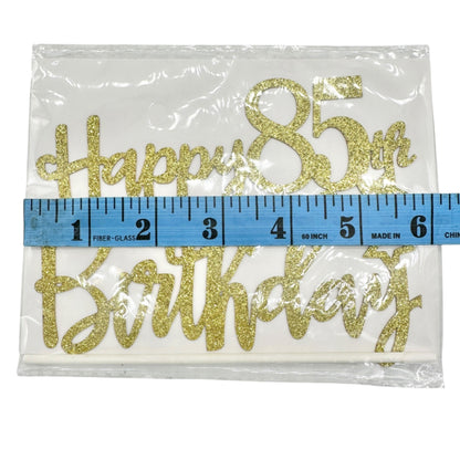 Happy 85th Birthday Banner and Gold Glitter Accessory Set 58.5 X 35 Party Decor