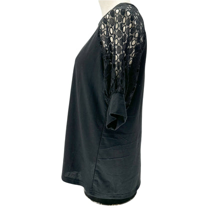 Womens L Top With Lace Sleeves Raglan Design Short Sleeves Poly Cotton Blend
