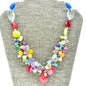 Multicolor Beaded Statement Necklace Unique Gemstone Accents S Hook Clasp 16-19
