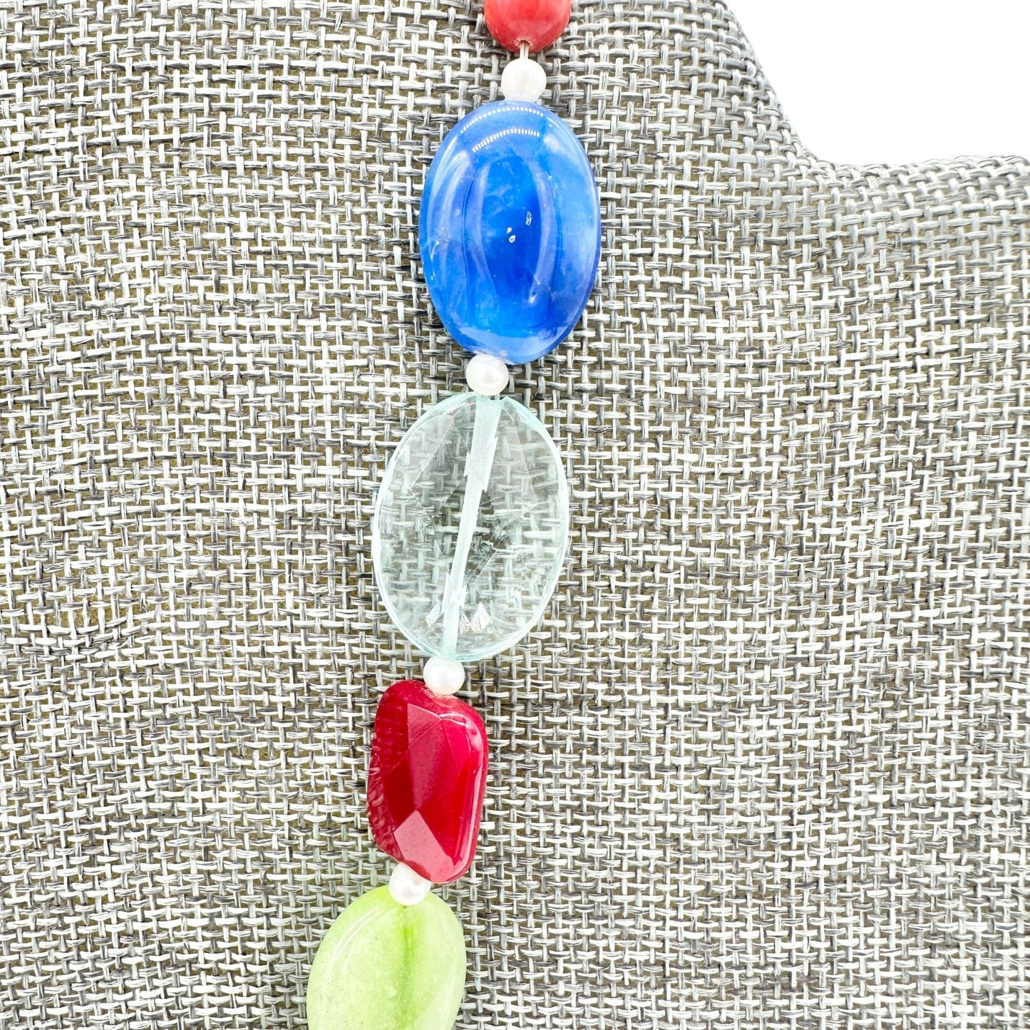 Multicolor Beaded Statement Necklace Unique Gemstone Accents S Hook Clasp 16-19