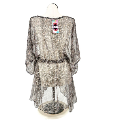 Sheer Geometric Print Tunic Swimsuit Cover Up Dress By Sunflower One Size Black