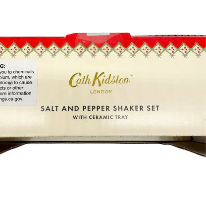 Cath Kidston Salt and Pepper Shaker Set With Ceramic Tray Festive Rabbit & Bear