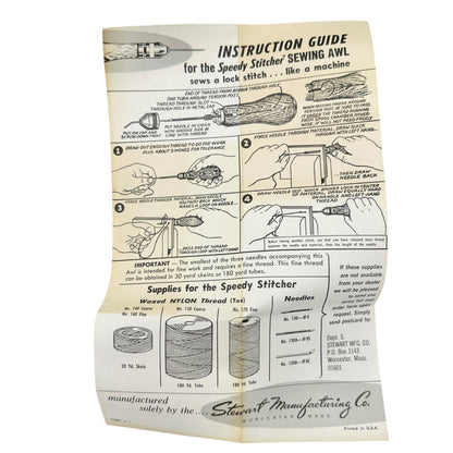 The Speedy Stitcher Sewing Awl Kit With Instructions Stewart Mfg Co Original Box