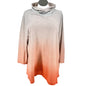 New Directions Tunic Sweater Womens Curvy 2X Gray to Orange Ombre Cowl Neck LS