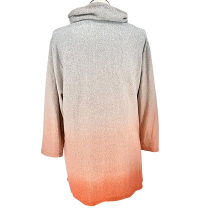 New Directions Tunic Sweater Womens Curvy 2X Gray to Orange Ombre Cowl Neck LS