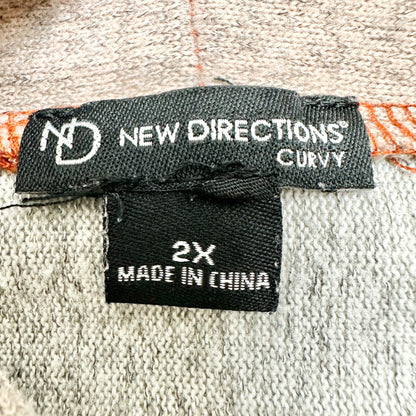 New Directions Tunic Sweater Womens Curvy 2X Gray to Orange Ombre Cowl Neck LS