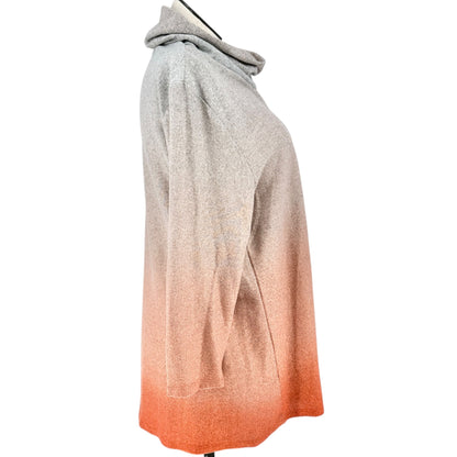 New Directions Tunic Sweater Womens Curvy 2X Gray to Orange Ombre Cowl Neck LS