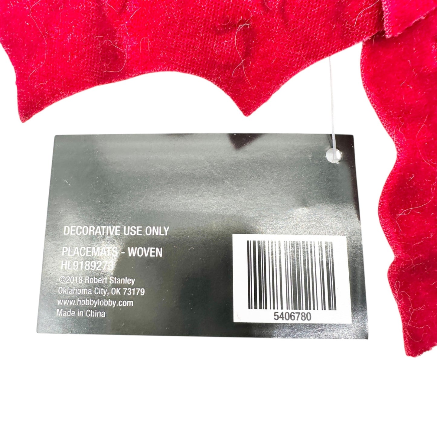 Set Of 2 Robert Stanley Poinsettia Shaped Red Woven Placemats 17 inch Christmas