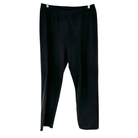 Just My Size Womens Pants 2X Black Pull On Elastic Waist Relaxed Fit Poly Cotton