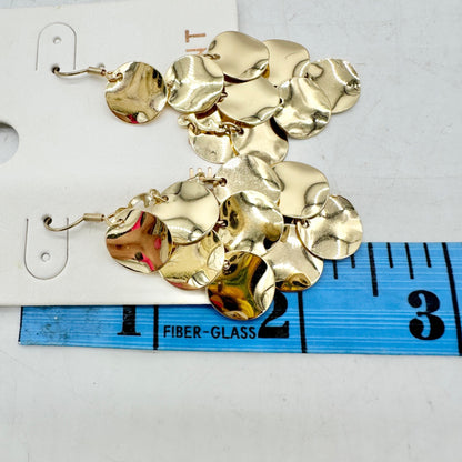 Lane Bryant Gold Tone Disc Cluster Dangle Earrings With Hook Closure Fun Flirty