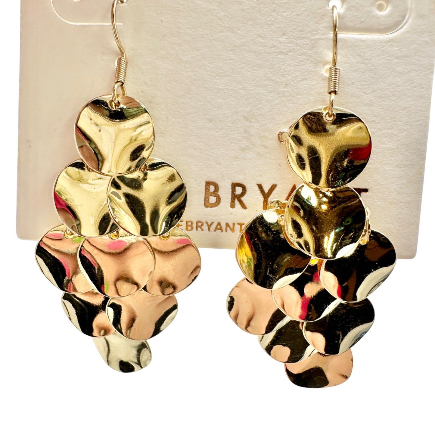 Lane Bryant Gold Tone Disc Cluster Dangle Earrings With Hook Closure Fun Flirty