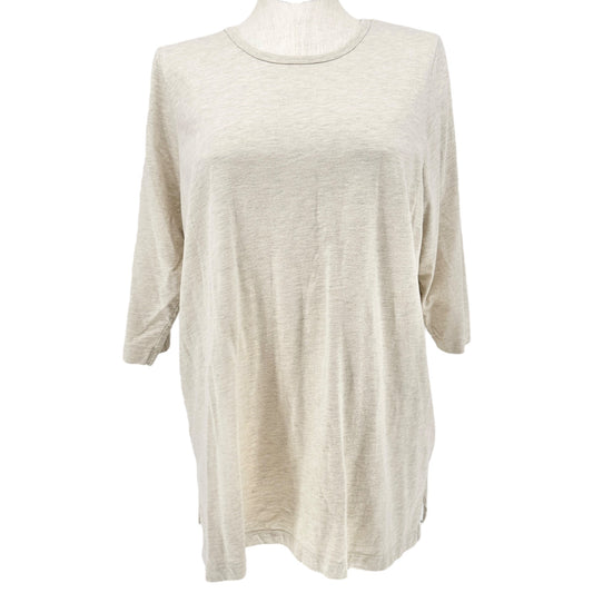 Woman Within 1X Beige 3/4 Sleeve Relaxed Fit Tunic Shirt 22/24 Plus Size